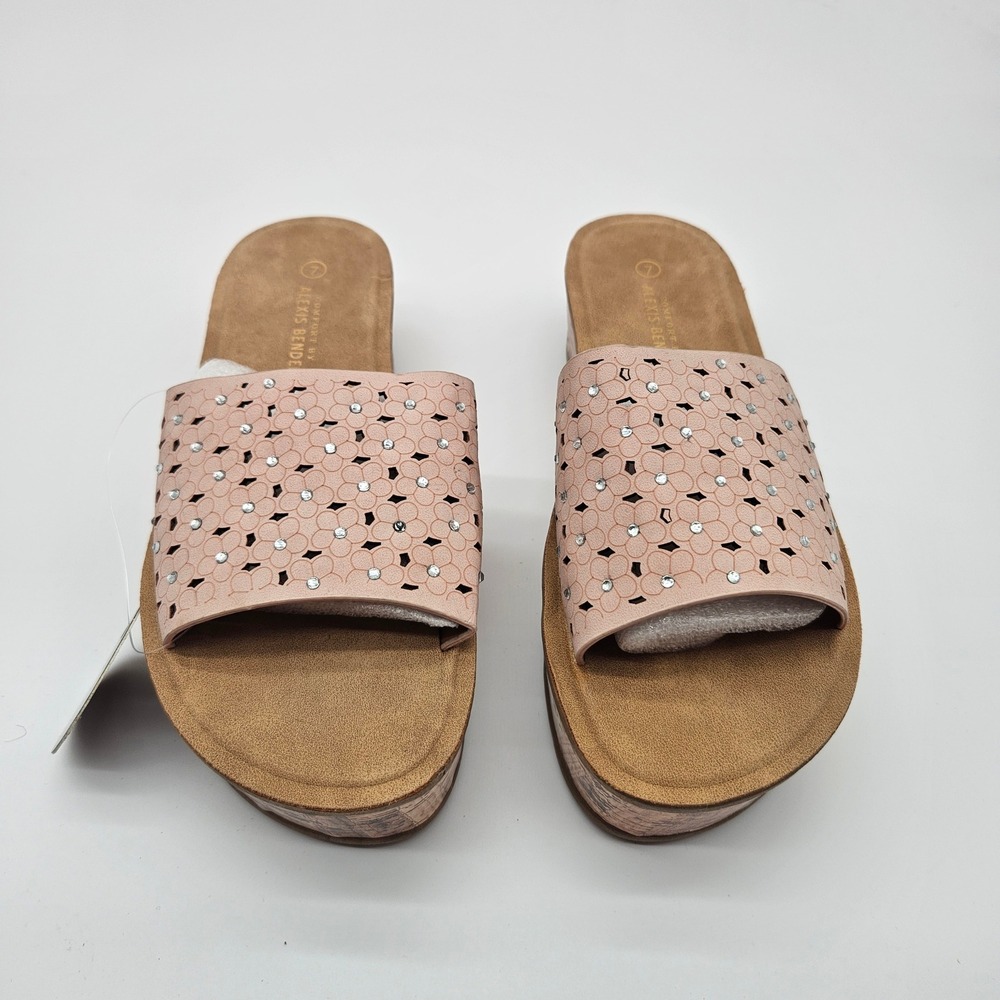 Alexis Bendel Paloma Blush Pink Embellished Platform Wedge Sandals Size 7 - Picture 1 of 8
